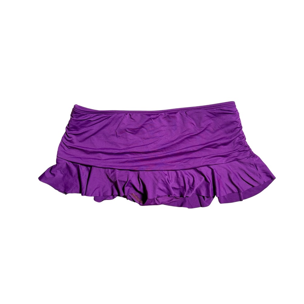 La Blanca Purple Ruched Ruffle Swim Skirt